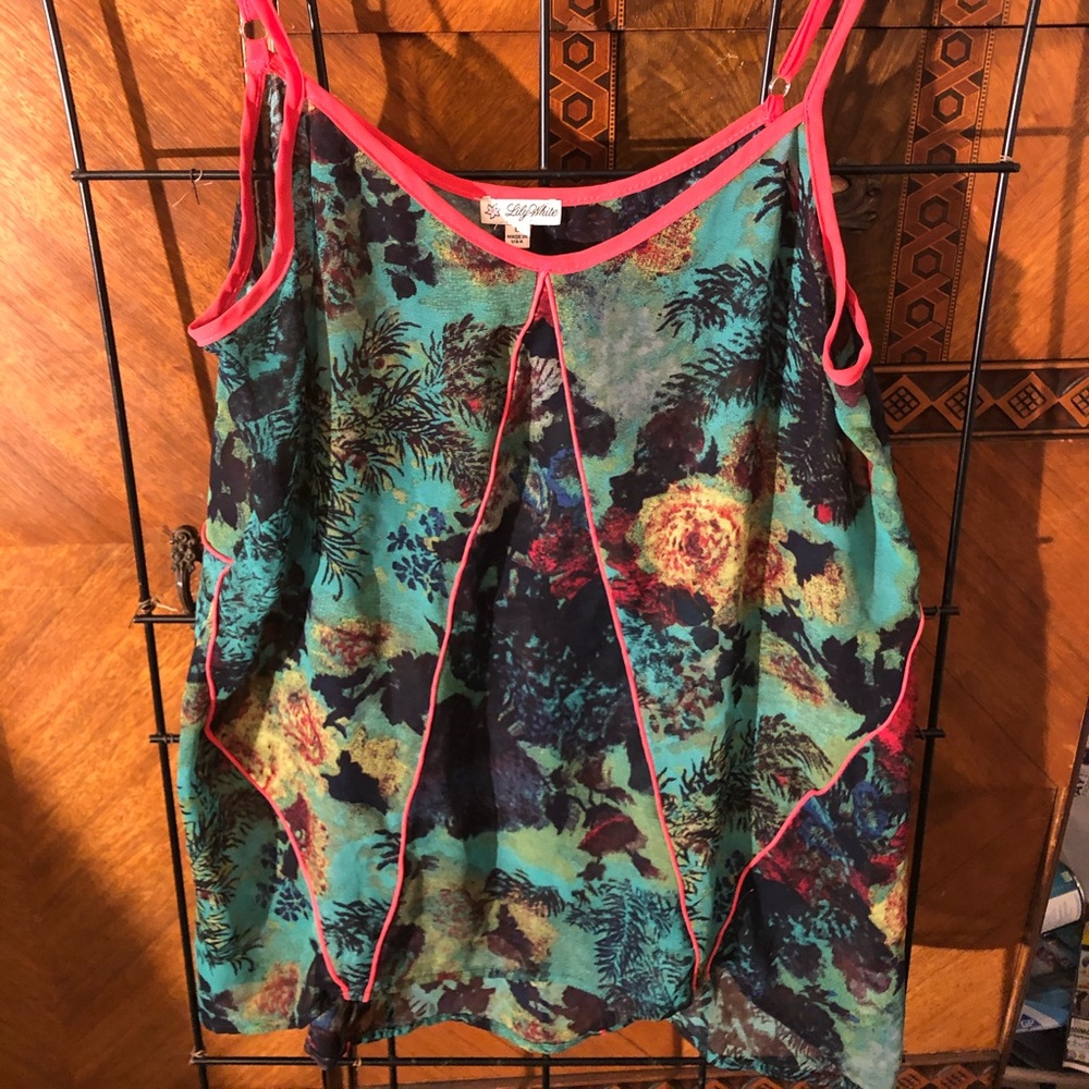 Lily White floral flowy style tank.  Size Large